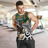 New Zealand South Africa Rugby Custom Men Tank Top Springboks Kente All Black Maori Together LT14 Green - Polynesian Pride