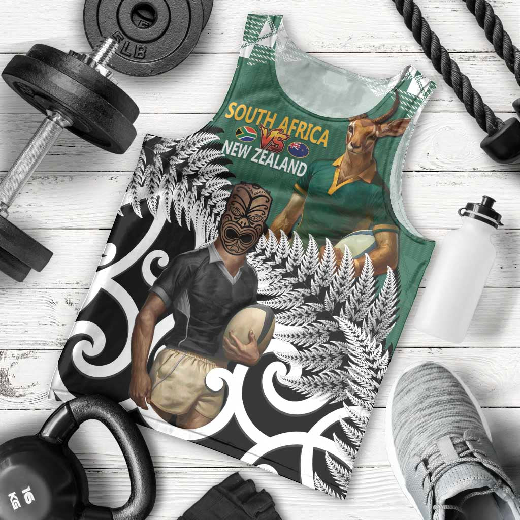 New Zealand South Africa Rugby Custom Men Tank Top Springboks Kente All Black Maori Together LT14 - Polynesian Pride