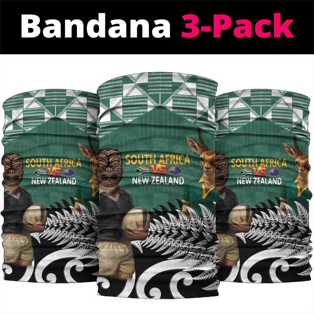 New Zealand South Africa Rugby Neck Gaiter Springboks Kente All Black Maori Together LT14 package One Size: 25*50cm Green - Polynesian Pride