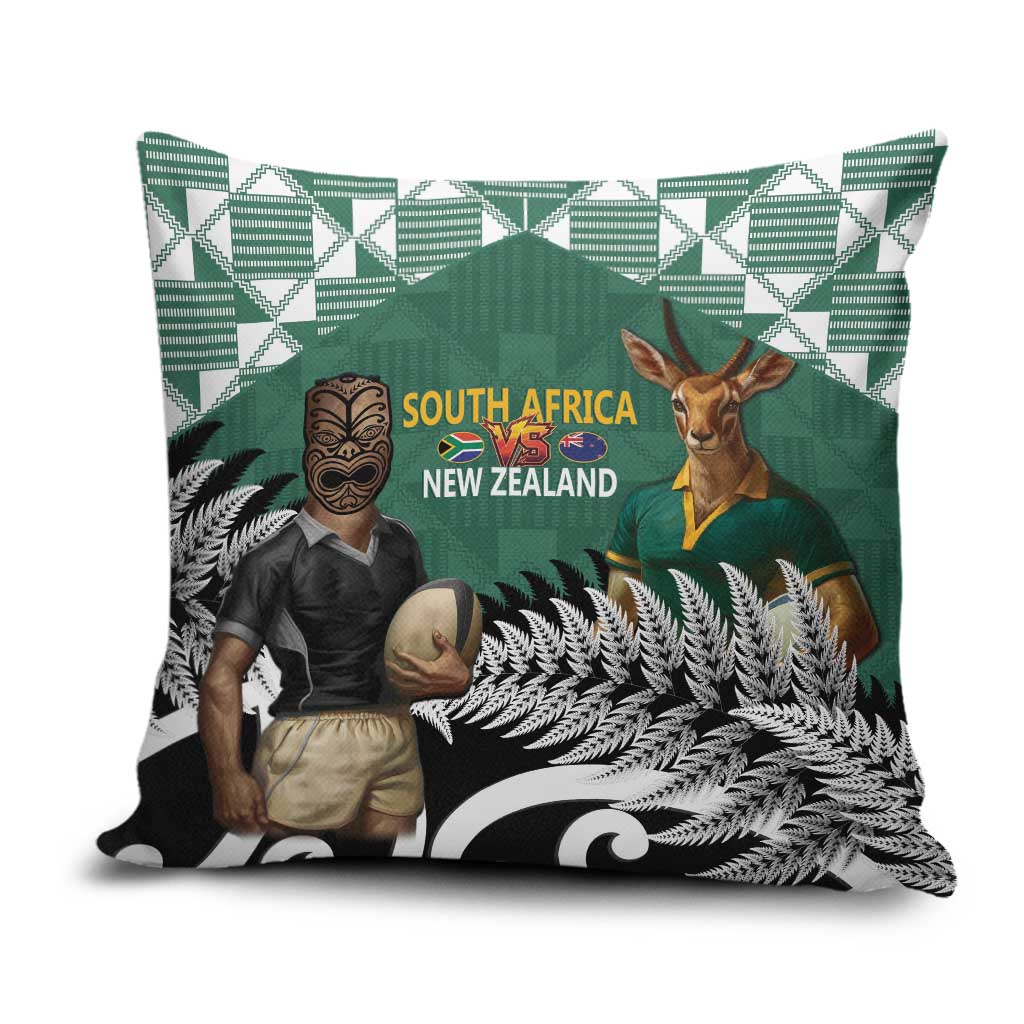 New Zealand South Africa Rugby Pillow Cover Springboks Kente All Black Maori Together LT14 Green - Polynesian Pride
