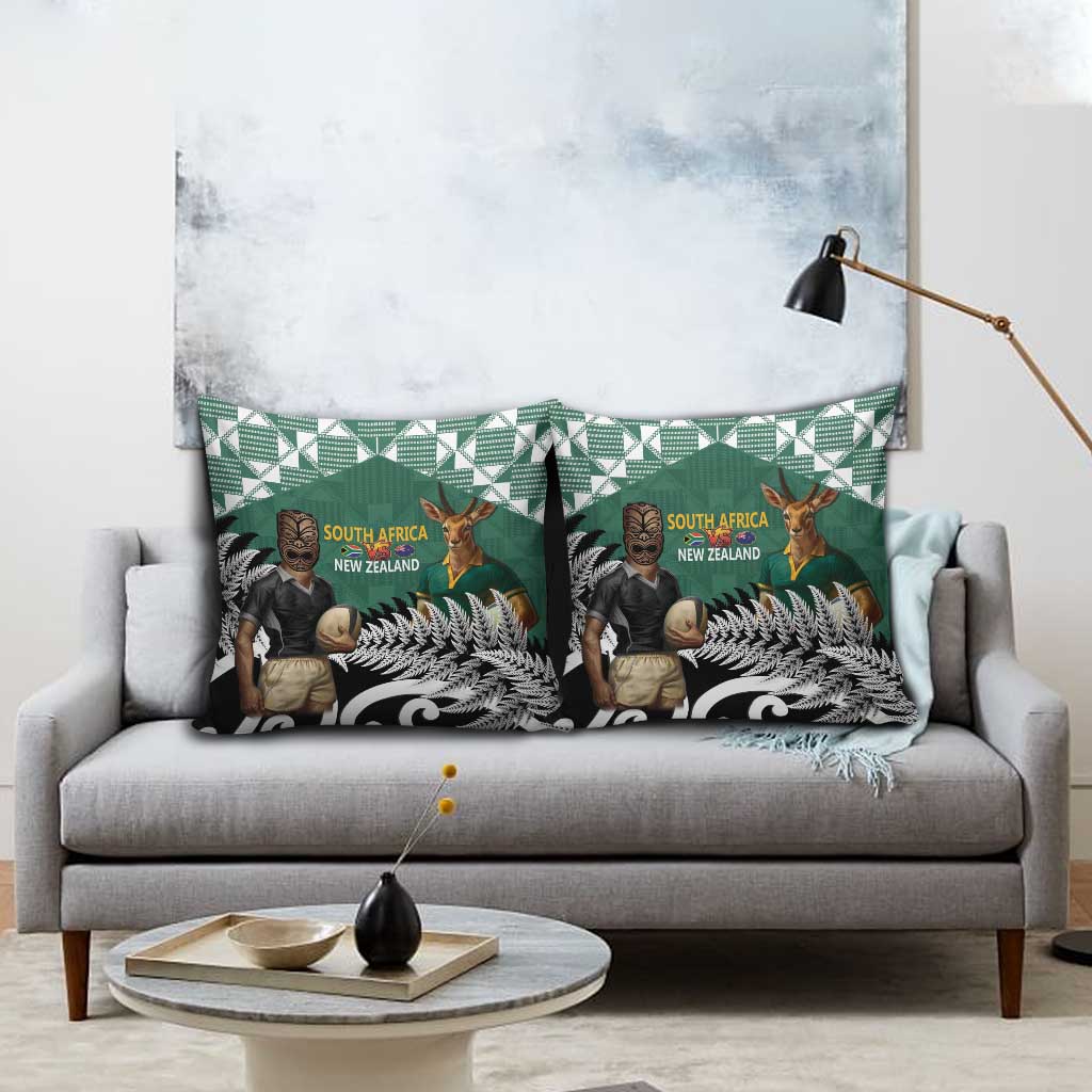 New Zealand South Africa Rugby Pillow Cover Springboks Kente All Black Maori Together LT14 - Polynesian Pride