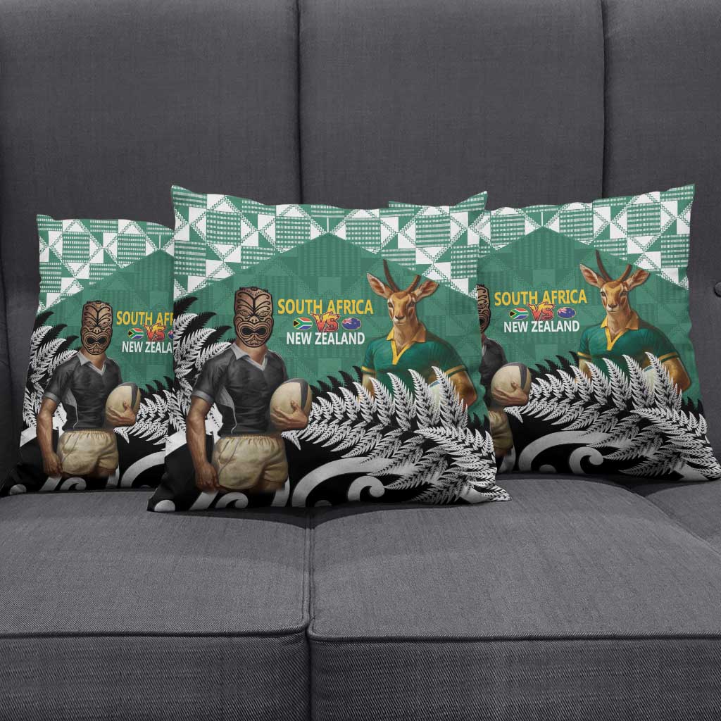 New Zealand South Africa Rugby Pillow Cover Springboks Kente All Black Maori Together LT14 - Polynesian Pride