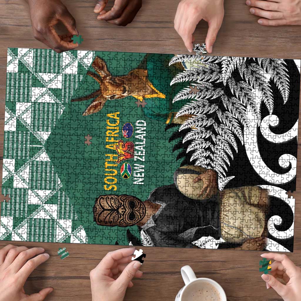 New Zealand South Africa Rugby Puzzle Springboks Kente All Black Maori Together LT14 - Polynesian Pride