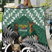 New Zealand South Africa Rugby Quilt Springboks Kente All Black Maori Together LT14 Green - Polynesian Pride