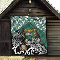 New Zealand South Africa Rugby Quilt Springboks Kente All Black Maori Together LT14 - Polynesian Pride