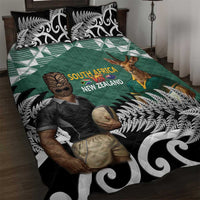 New Zealand South Africa Rugby Quilt Bed Set Springboks Kente All Black Maori Together LT14 Green - Polynesian Pride
