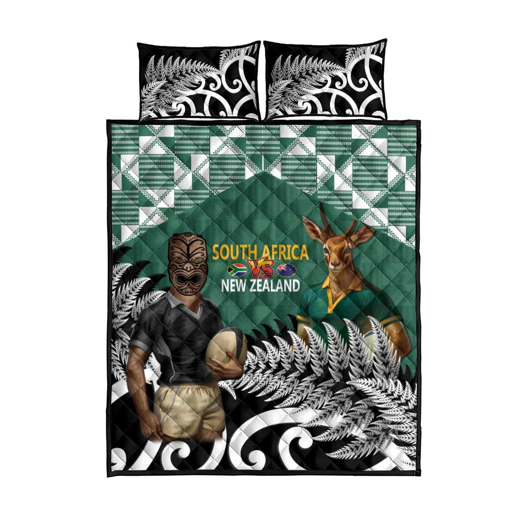 New Zealand South Africa Rugby Quilt Bed Set Springboks Kente All Black Maori Together LT14 - Polynesian Pride
