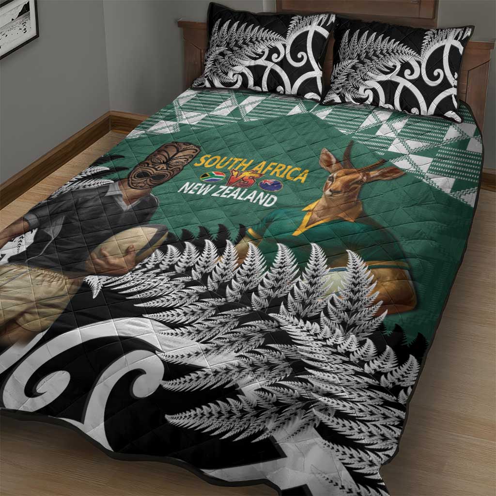 New Zealand South Africa Rugby Quilt Bed Set Springboks Kente All Black Maori Together LT14 - Polynesian Pride