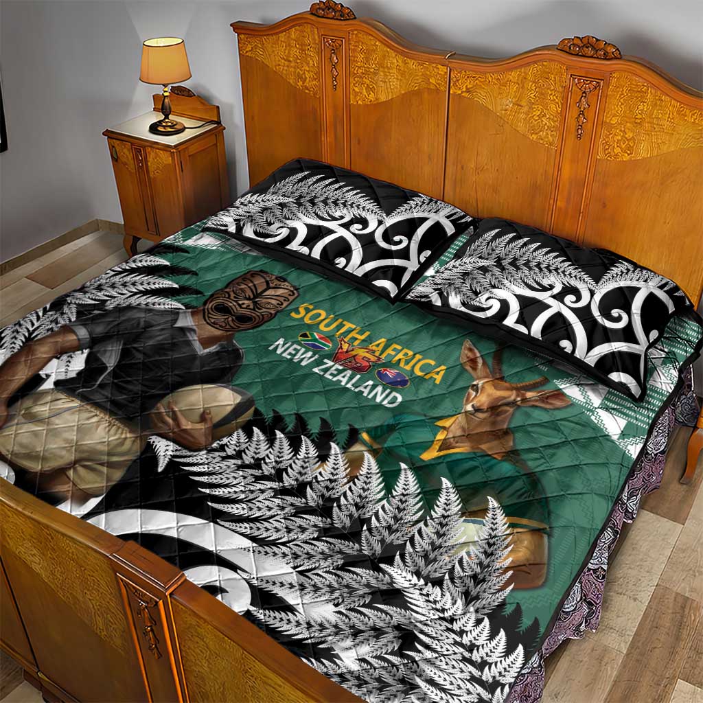 New Zealand South Africa Rugby Quilt Bed Set Springboks Kente All Black Maori Together LT14 - Polynesian Pride