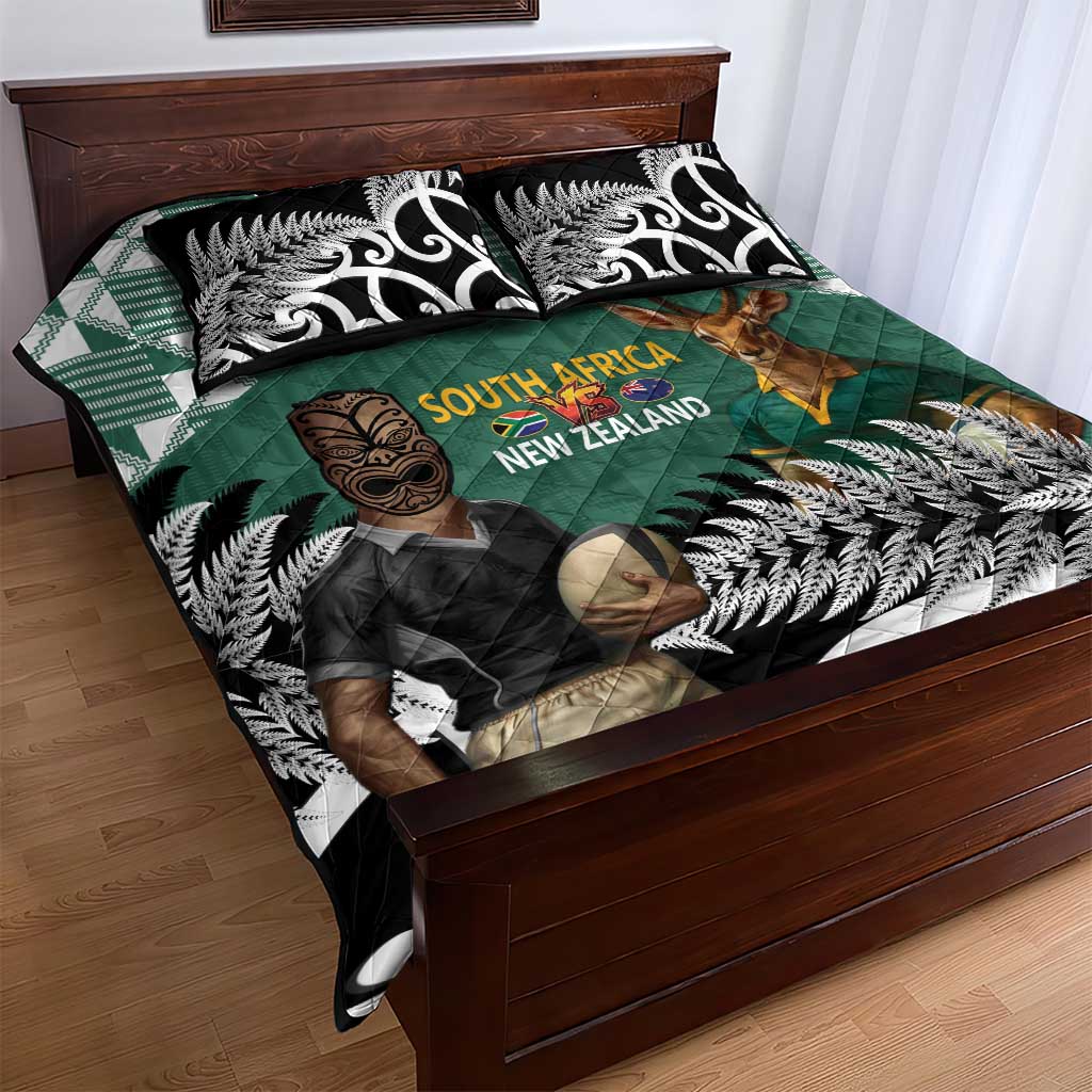 New Zealand South Africa Rugby Quilt Bed Set Springboks Kente All Black Maori Together LT14 - Polynesian Pride