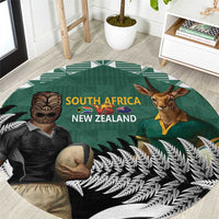 New Zealand South Africa Rugby Round Carpet Springboks Kente All Black Maori Together LT14 Green - Polynesian Pride