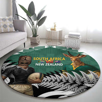 New Zealand South Africa Rugby Round Carpet Springboks Kente All Black Maori Together LT14 - Polynesian Pride