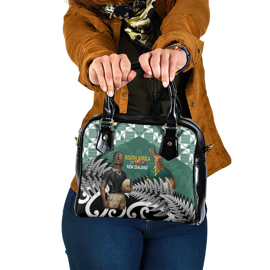 New Zealand South Africa Rugby Shoulder Handbag Springboks Kente All Black Maori Together LT14 One Size Green - Polynesian Pride