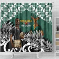 New Zealand South Africa Rugby Shower Curtain Springboks Kente All Black Maori Together LT14 - Polynesian Pride