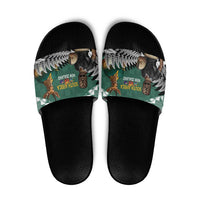 New Zealand South Africa Rugby Slide Sandals Springboks Kente All Black Maori Together LT14 Green - Polynesian Pride