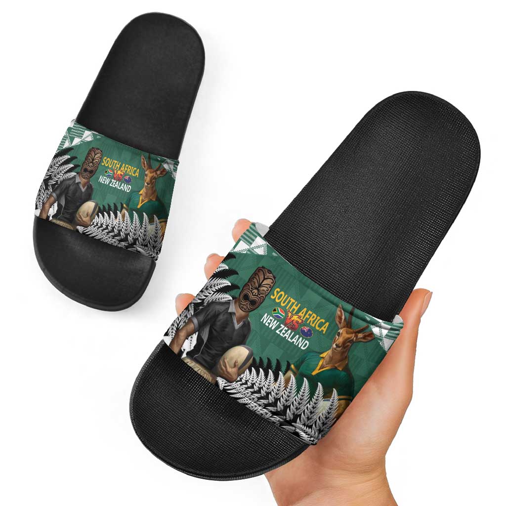 New Zealand South Africa Rugby Slide Sandals Springboks Kente All Black Maori Together LT14 - Polynesian Pride