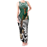 New Zealand South Africa Rugby Custom Tank Maxi Dress Springboks Kente All Black Maori Together LT14 Women Green - Polynesian Pride