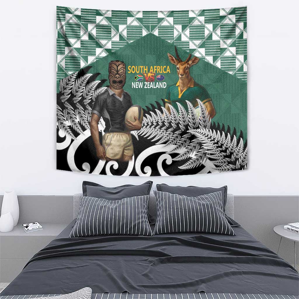New Zealand South Africa Rugby Tapestry Springboks Kente All Black Maori Together LT14 - Polynesian Pride
