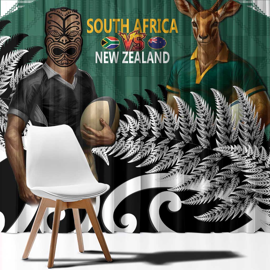 New Zealand South Africa Rugby Window Curtain Springboks Kente All Black Maori Together LT14 - Polynesian Pride