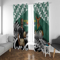 New Zealand South Africa Rugby Window Curtain Springboks Kente All Black Maori Together LT14 With Grommets Green - Polynesian Pride