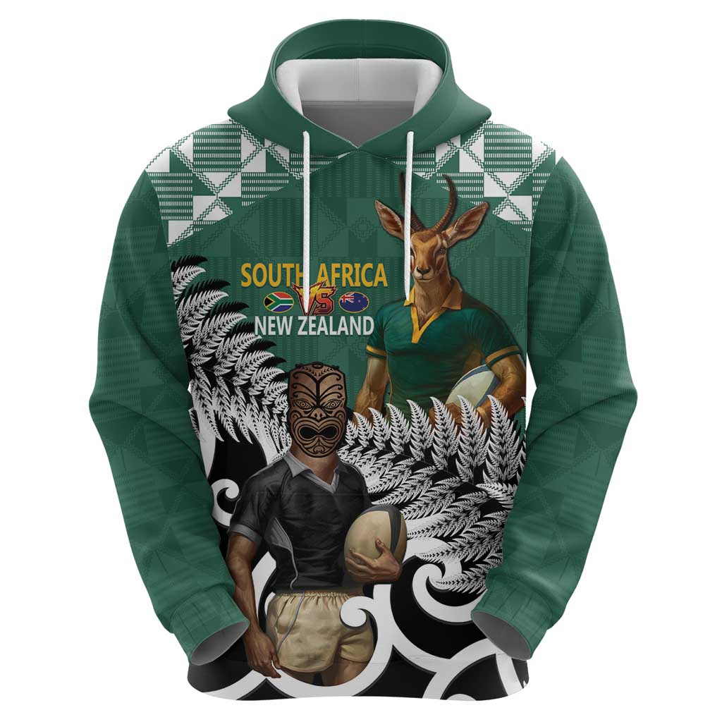 New Zealand South Africa Rugby Custom Zip Hoodie Springboks Kente All Black Maori Together LT14 - Polynesian Pride