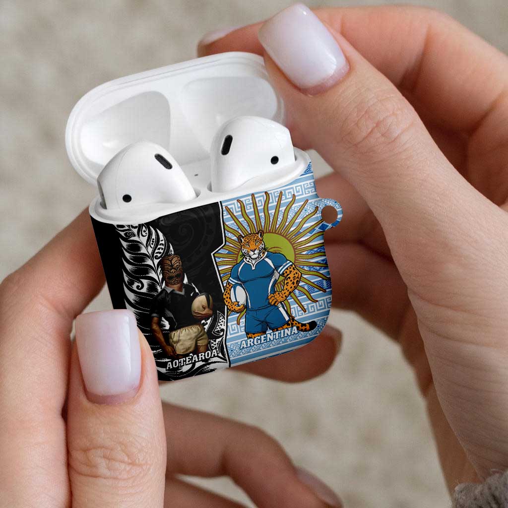 New Zealand Argentina Rugby AirPods Case 2025 Los Pumas All Black Together LT14 - Polynesian Pride
