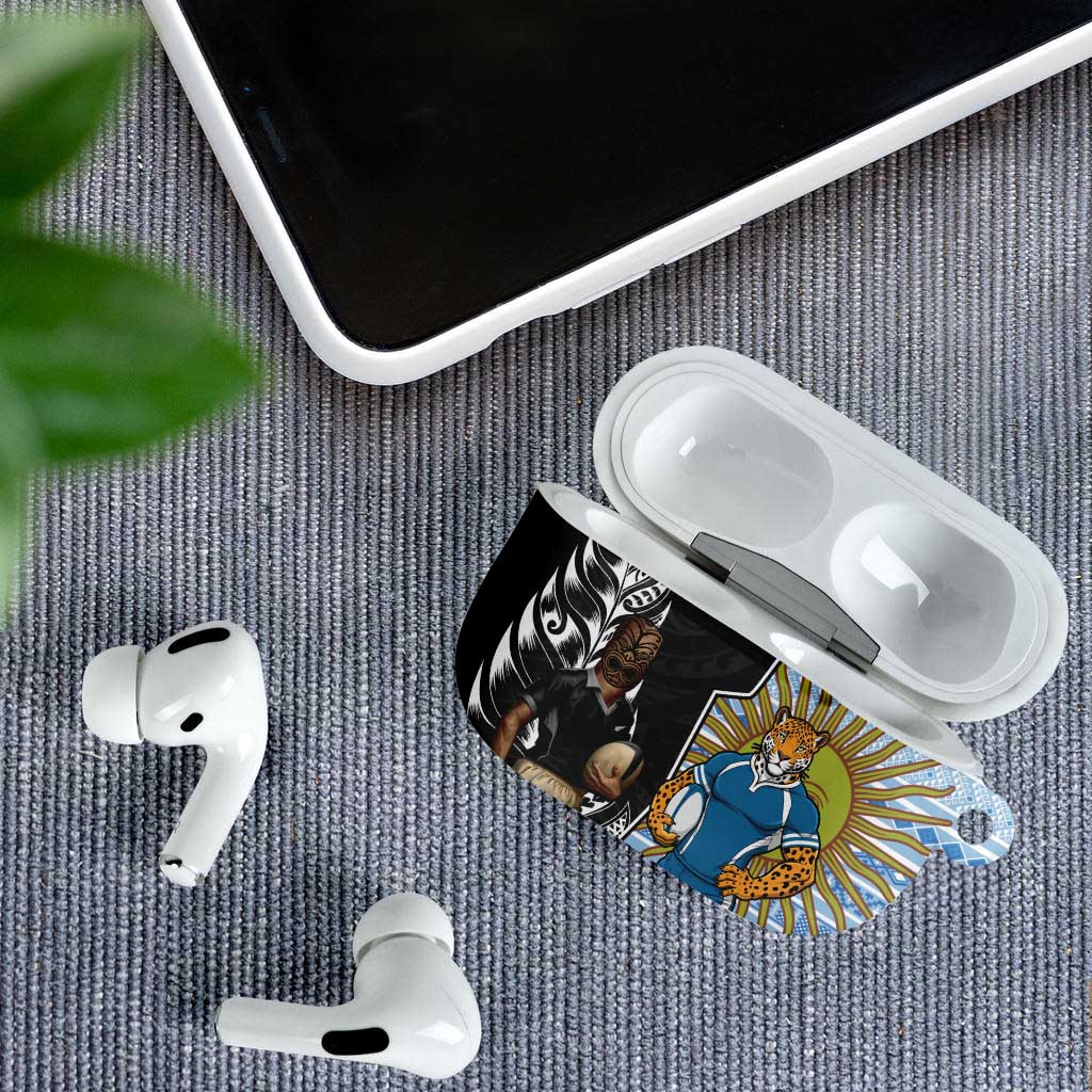 New Zealand Argentina Rugby AirPods Case 2025 Los Pumas All Black Together LT14 - Polynesian Pride