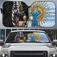 New Zealand Argentina Rugby Auto Sun Shade 2025 Los Pumas All Black Together LT14 Black - Polynesian Pride