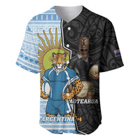 New Zealand Argentina Rugby Custom Baseball Jersey 2025 Los Pumas All Black Together LT14 Black - Polynesian Pride