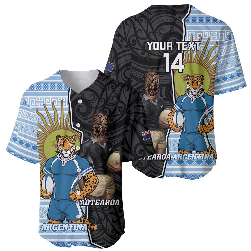 New Zealand Argentina Rugby Custom Baseball Jersey 2025 Los Pumas All Black Together LT14 - Polynesian Pride