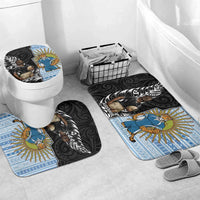 New Zealand Argentina Rugby Bathroom Set 2025 Los Pumas All Black Together LT14 Mat Set Only (3 pcs) One Size Black - Polynesian Pride