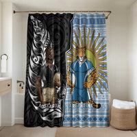 New Zealand Argentina Rugby Bathroom Set 2025 Los Pumas All Black Together LT14 Shower Curtain Only Black - Polynesian Pride