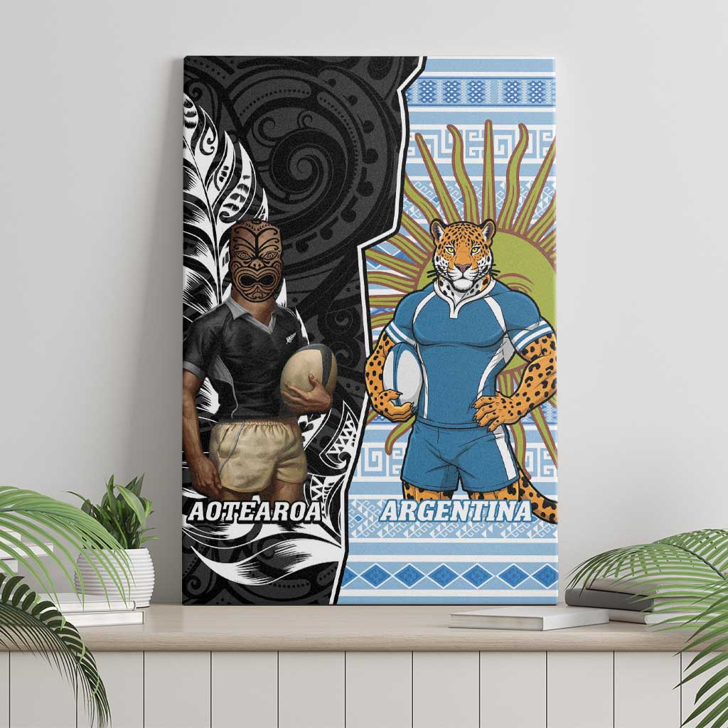 New Zealand Argentina Rugby Canvas Wall Art 2025 Los Pumas All Black Together LT14 - Polynesian Pride