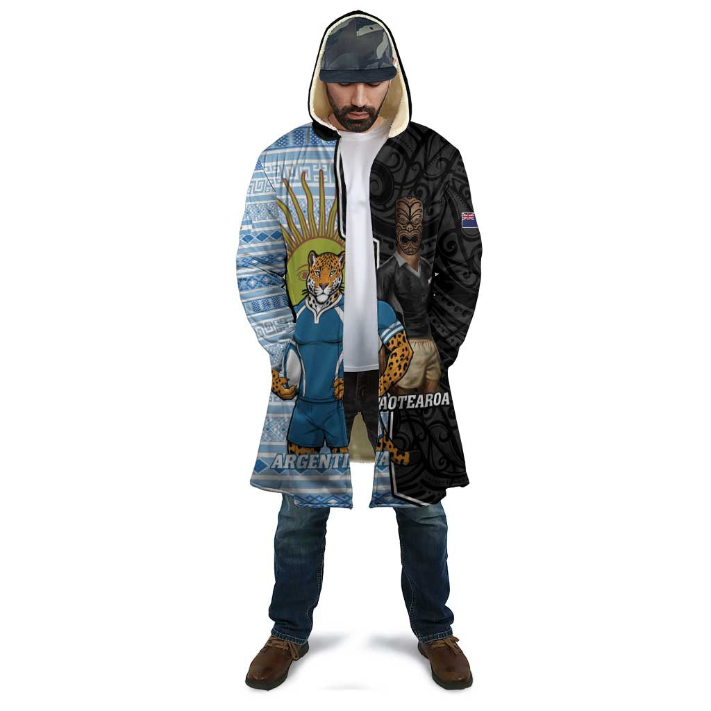New Zealand Argentina Rugby Custom Cloak 2025 Los Pumas All Black Together LT14 - Polynesian Pride