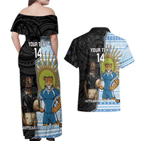 New Zealand Argentina Rugby Custom Couples Matching Off Shoulder Maxi Dress and Hawaiian Shirt 2025 Los Pumas All Black Together LT14 - Polynesian Pride