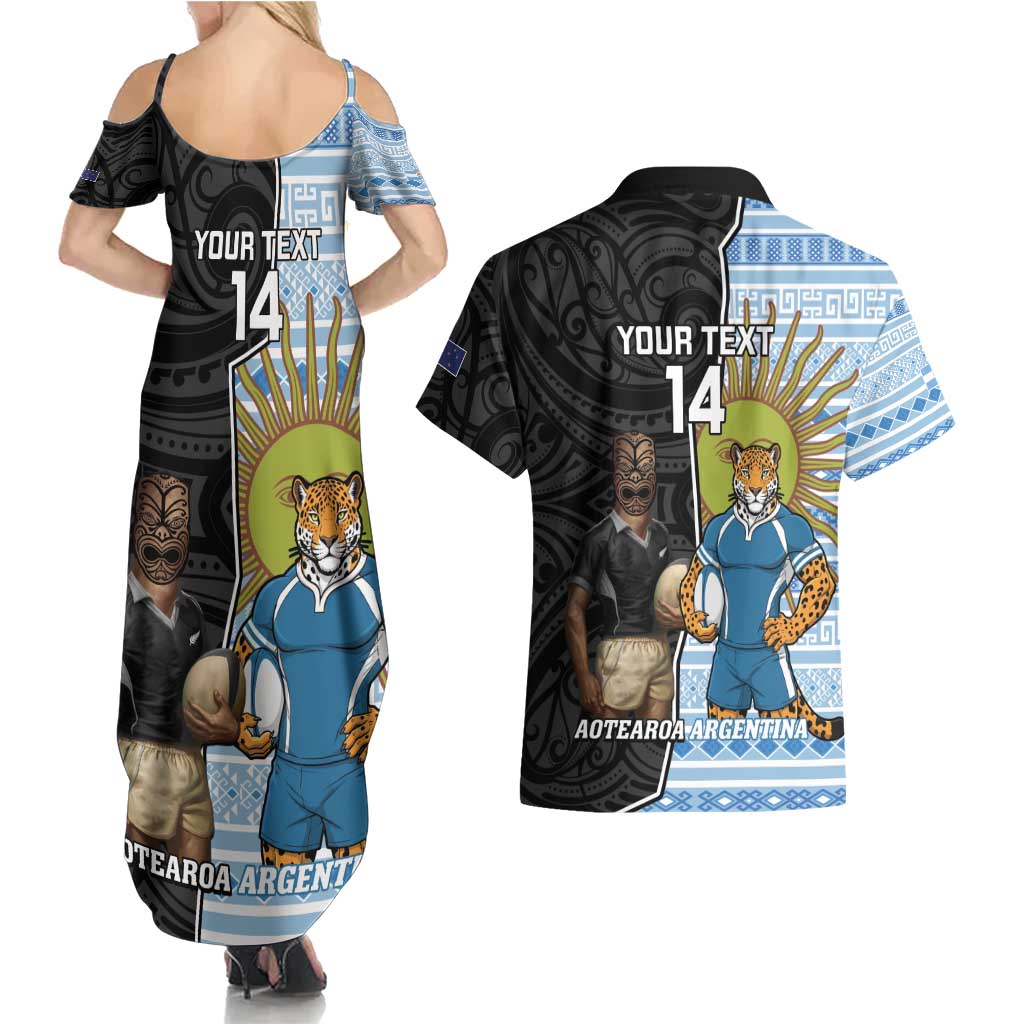 New Zealand Argentina Rugby Custom Couples Matching Summer Maxi Dress and Hawaiian Shirt 2025 Los Pumas All Black Together - Polynesian Pride