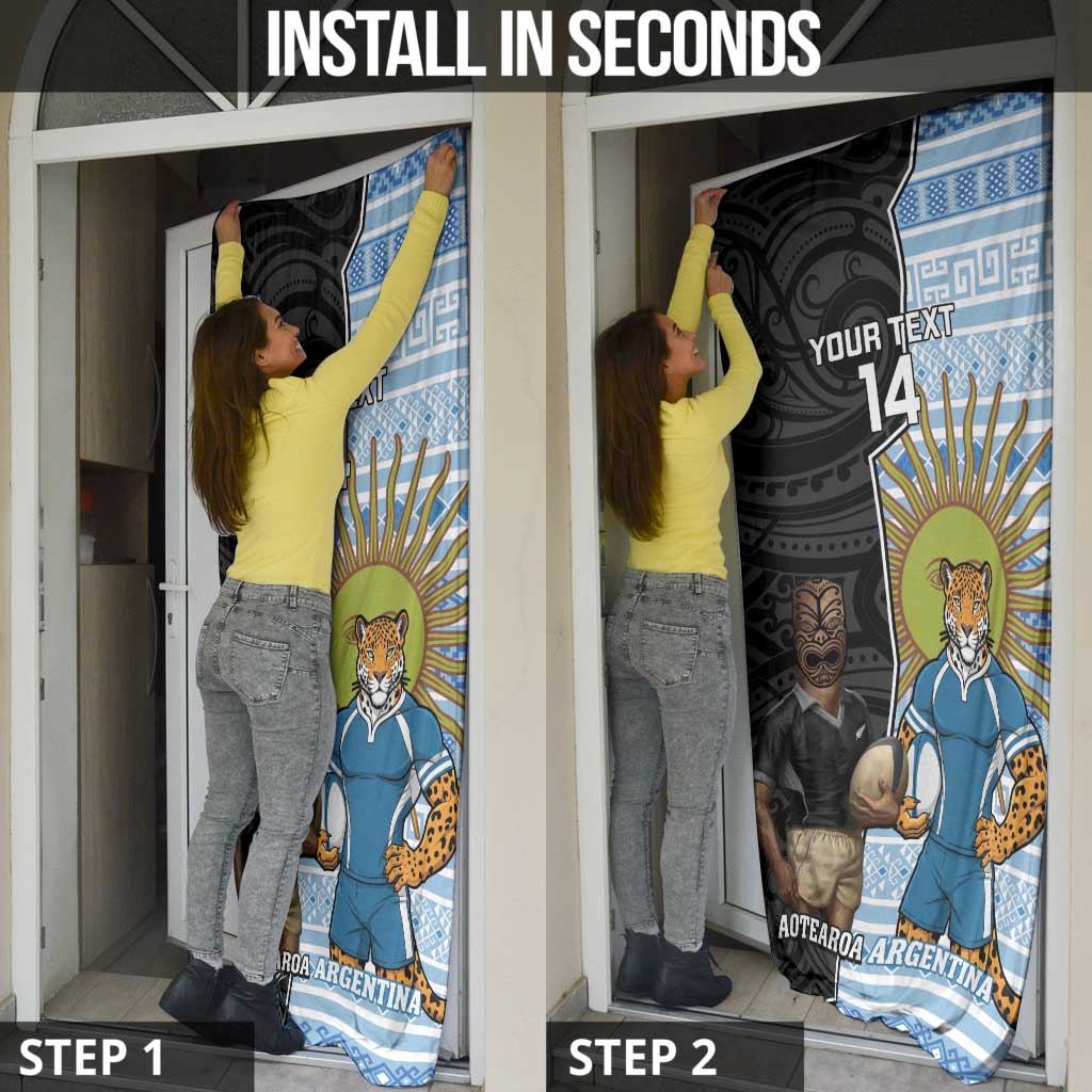 New Zealand Argentina Rugby Door Cover 2025 Los Pumas All Black Together LT14 - Polynesian Pride