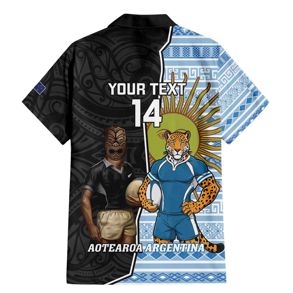 New Zealand Argentina Rugby Custom Family Matching Mermaid Dress and Hawaiian Shirt 2025 Los Pumas All Black Together LT14 - Polynesian Pride