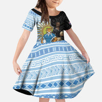 New Zealand Argentina Rugby Custom Family Matching Off The Shoulder Long Sleeve Dress and Hawaiian Shirt 2025 Los Pumas All Black Together LT14 Daughter's Dress Black - Polynesian Pride