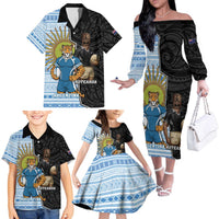 New Zealand Argentina Rugby Custom Family Matching Off The Shoulder Long Sleeve Dress and Hawaiian Shirt 2025 Los Pumas All Black Together LT14 - Polynesian Pride