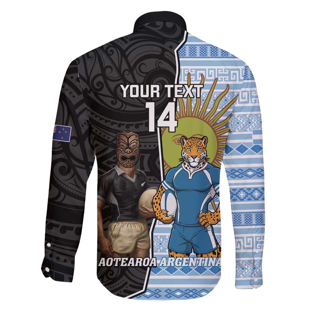 New Zealand Argentina Rugby Custom Family Matching Off Shoulder Maxi Dress and Hawaiian Shirt 2025 Los Pumas All Black Together LT14 - Polynesian Pride