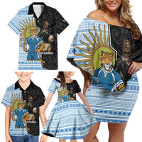 New Zealand Argentina Rugby Custom Family Matching Off Shoulder Short Dress and Hawaiian Shirt 2025 Los Pumas All Black Together LT14 - Polynesian Pride