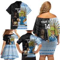 New Zealand Argentina Rugby Custom Family Matching Off Shoulder Short Dress and Hawaiian Shirt 2025 Los Pumas All Black Together LT14 - Polynesian Pride