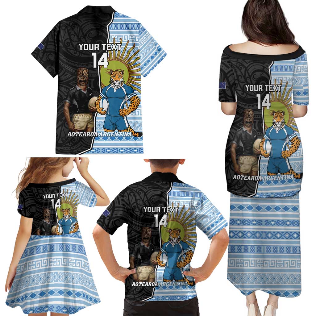 New Zealand Argentina Rugby Custom Family Matching Puletasi and Hawaiian Shirt 2025 Los Pumas All Black Together - Polynesian Pride