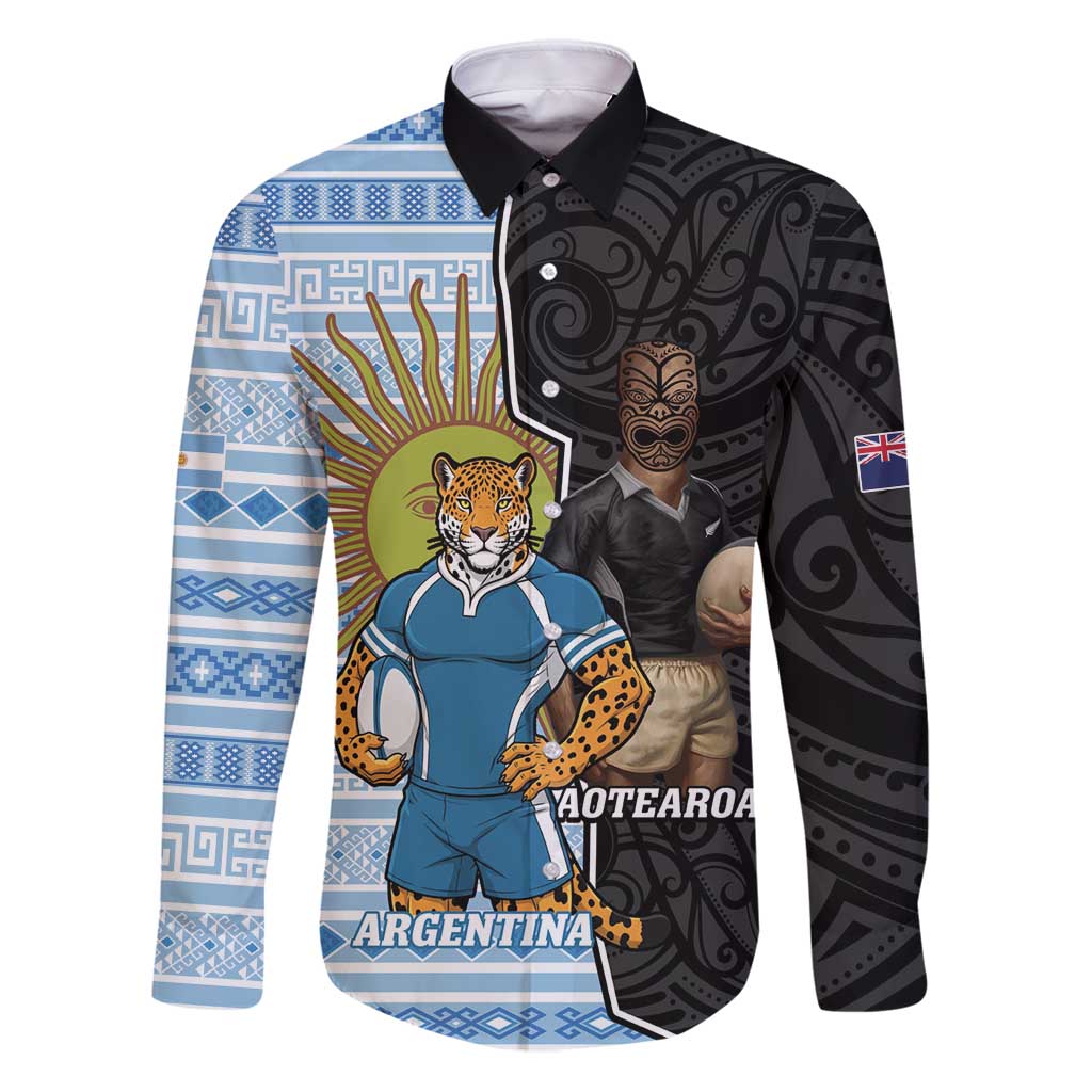 New Zealand Argentina Rugby Custom Family Matching Puletasi and Hawaiian Shirt 2025 Los Pumas All Black Together - Polynesian Pride