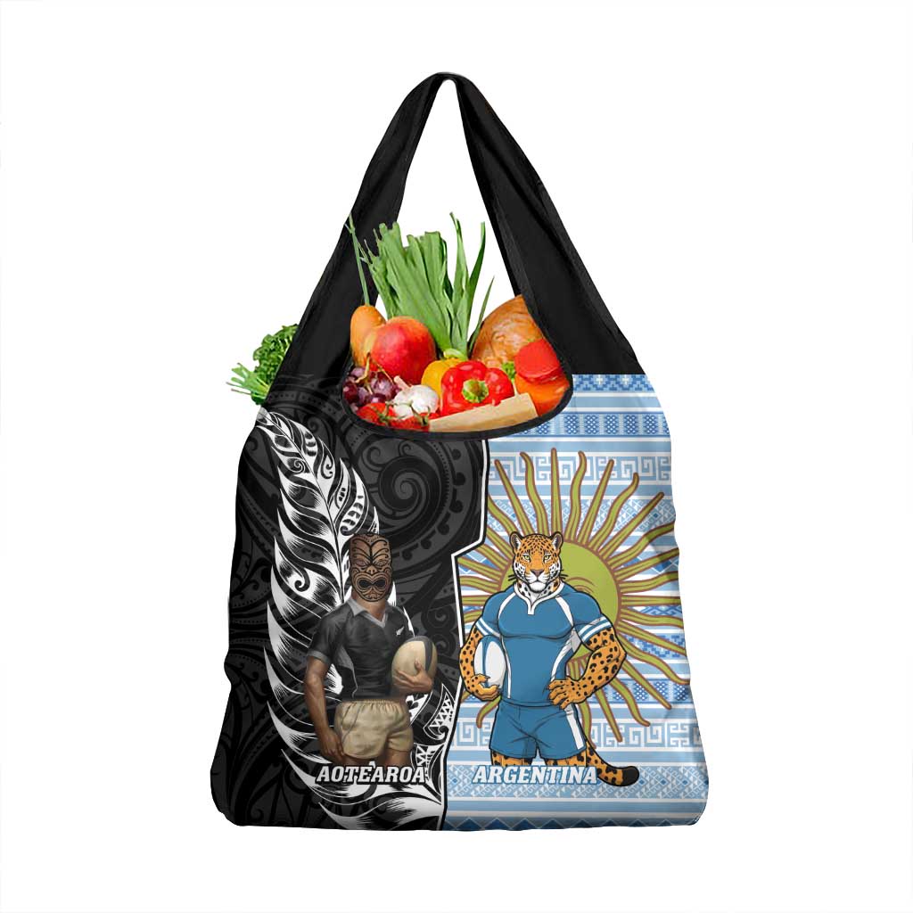 New Zealand Argentina Rugby Grocery Bag 2025 Los Pumas All Black Together LT14 1-pack One Size Black - Polynesian Pride