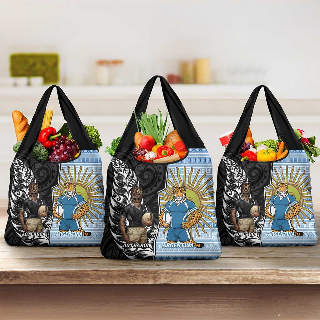 New Zealand Argentina Rugby Grocery Bag 2025 Los Pumas All Black Together LT14 3-pack One Size Black - Polynesian Pride