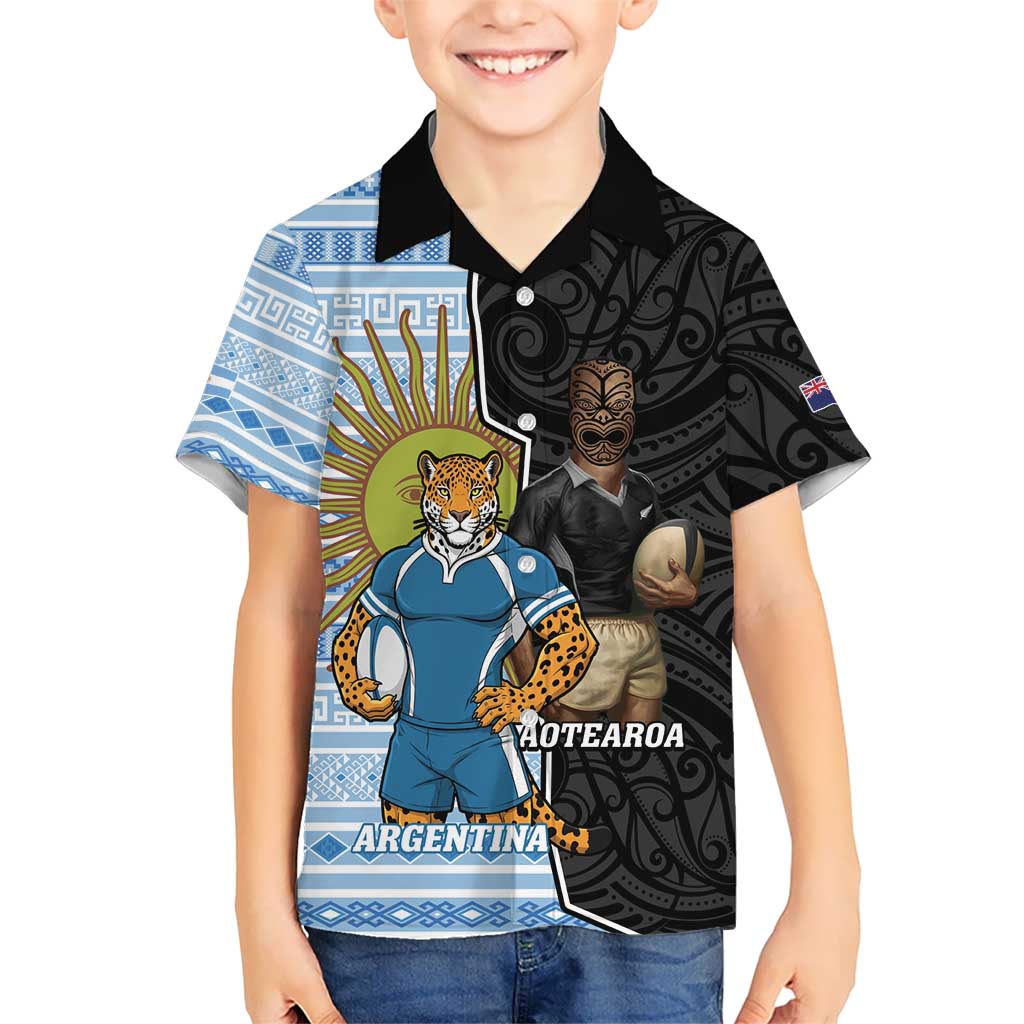 New Zealand Argentina Rugby Custom Hawaiian Shirt 2025 Los Pumas All Black Together LT14 - Polynesian Pride