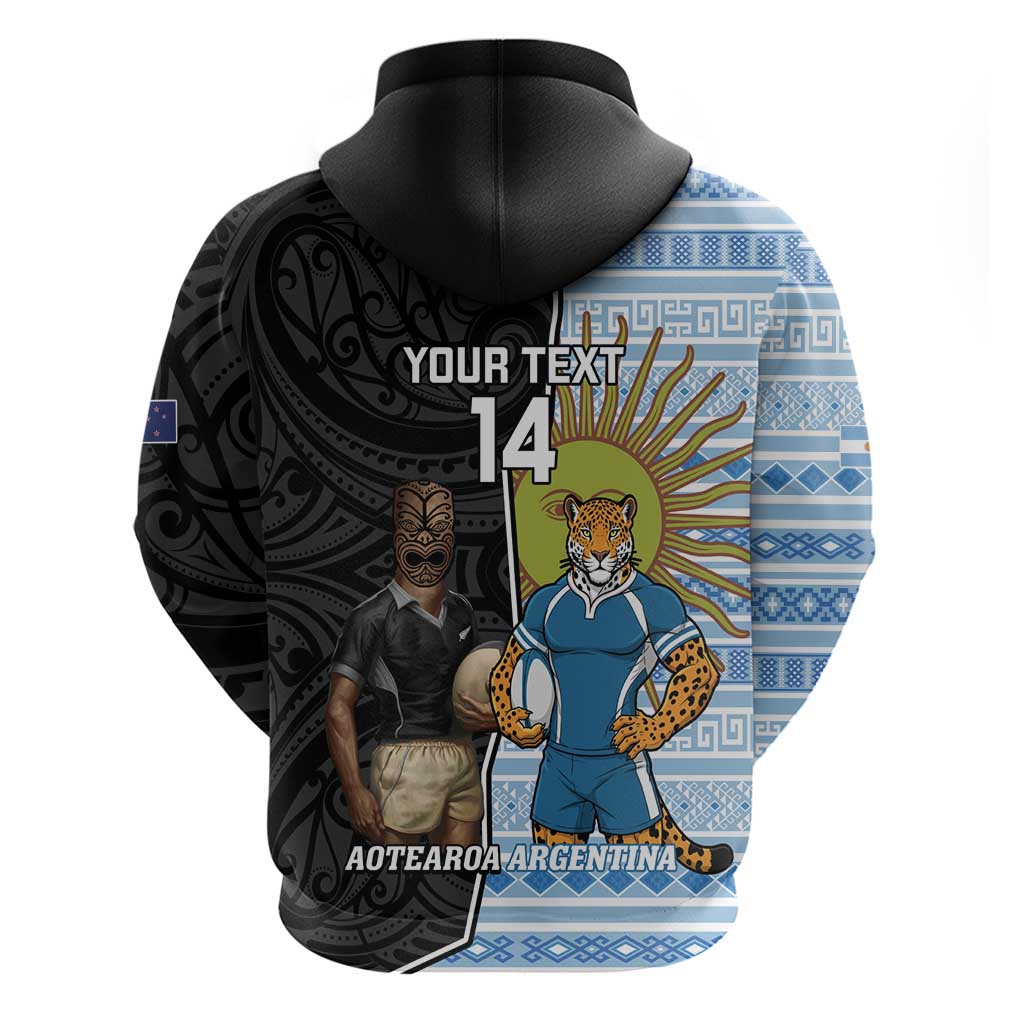 New Zealand Argentina Rugby Custom Hoodie 2025 Los Pumas All Black Together LT14 - Polynesian Pride
