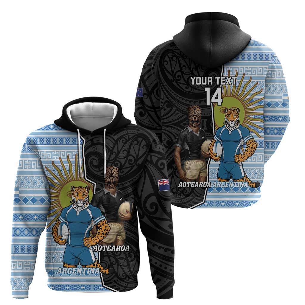 New Zealand Argentina Rugby Custom Hoodie 2025 Los Pumas All Black Together LT14 - Polynesian Pride